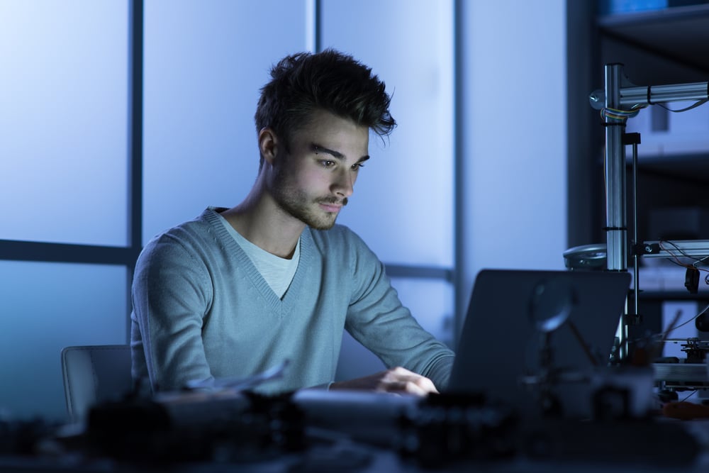 A view of a student using laptop