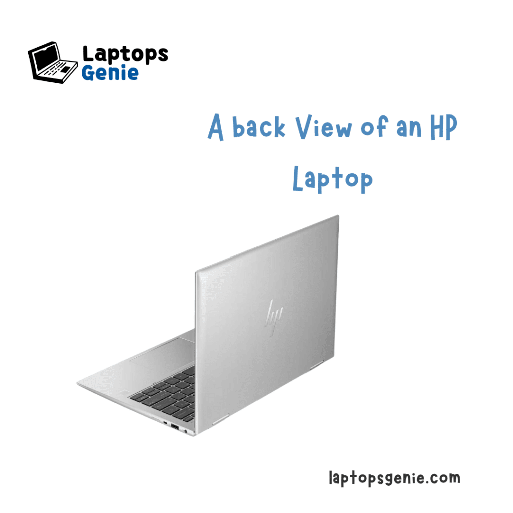 A back view of an HP laptop