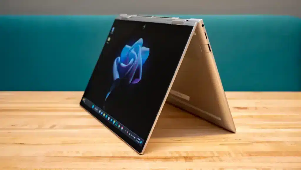 A folded inwards HP Envy X360