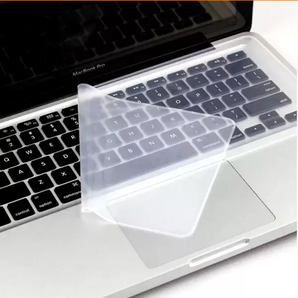 laptop keyboard is covered with a thin plastic sheet