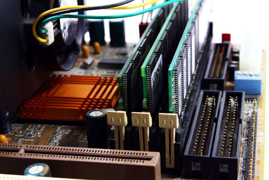 A view of a motherboard slot