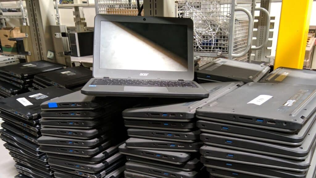 A view of old ACER laptop pile