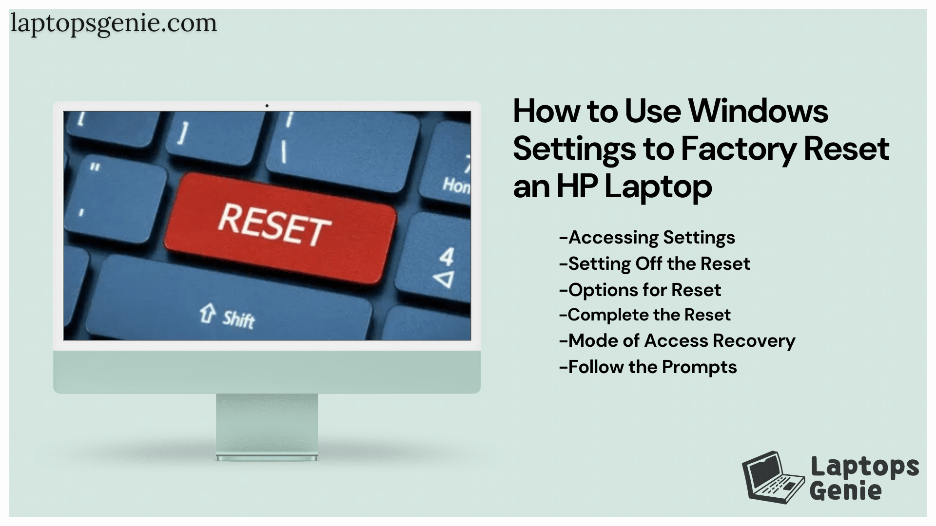 windows setting for reset hp laptop